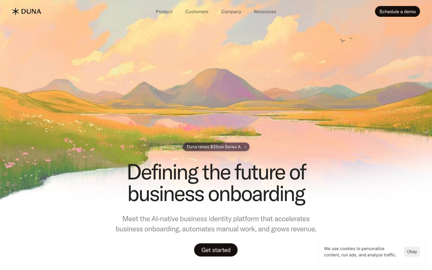Business identity verification landing page screenshot